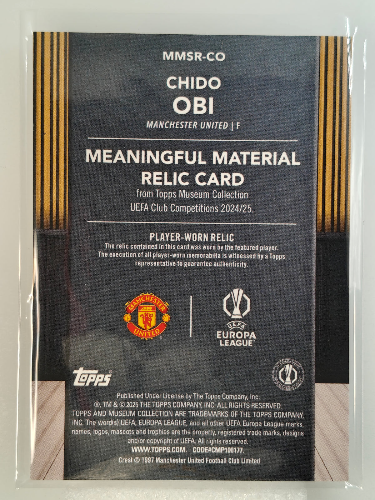 Chido Obi patch /99 rc player-worn - Topps Museum 24/25