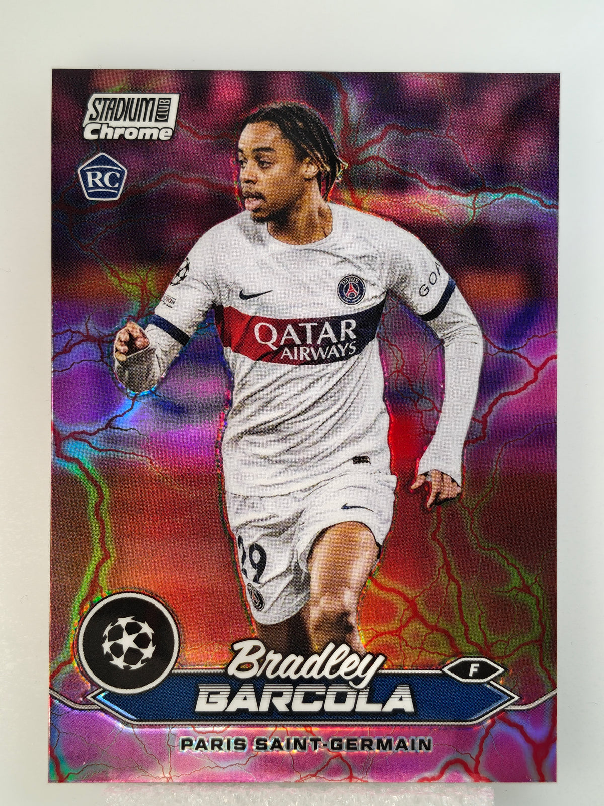 Bradley Barcola RC Pink electric - Topps Stadium Chrome 23/24