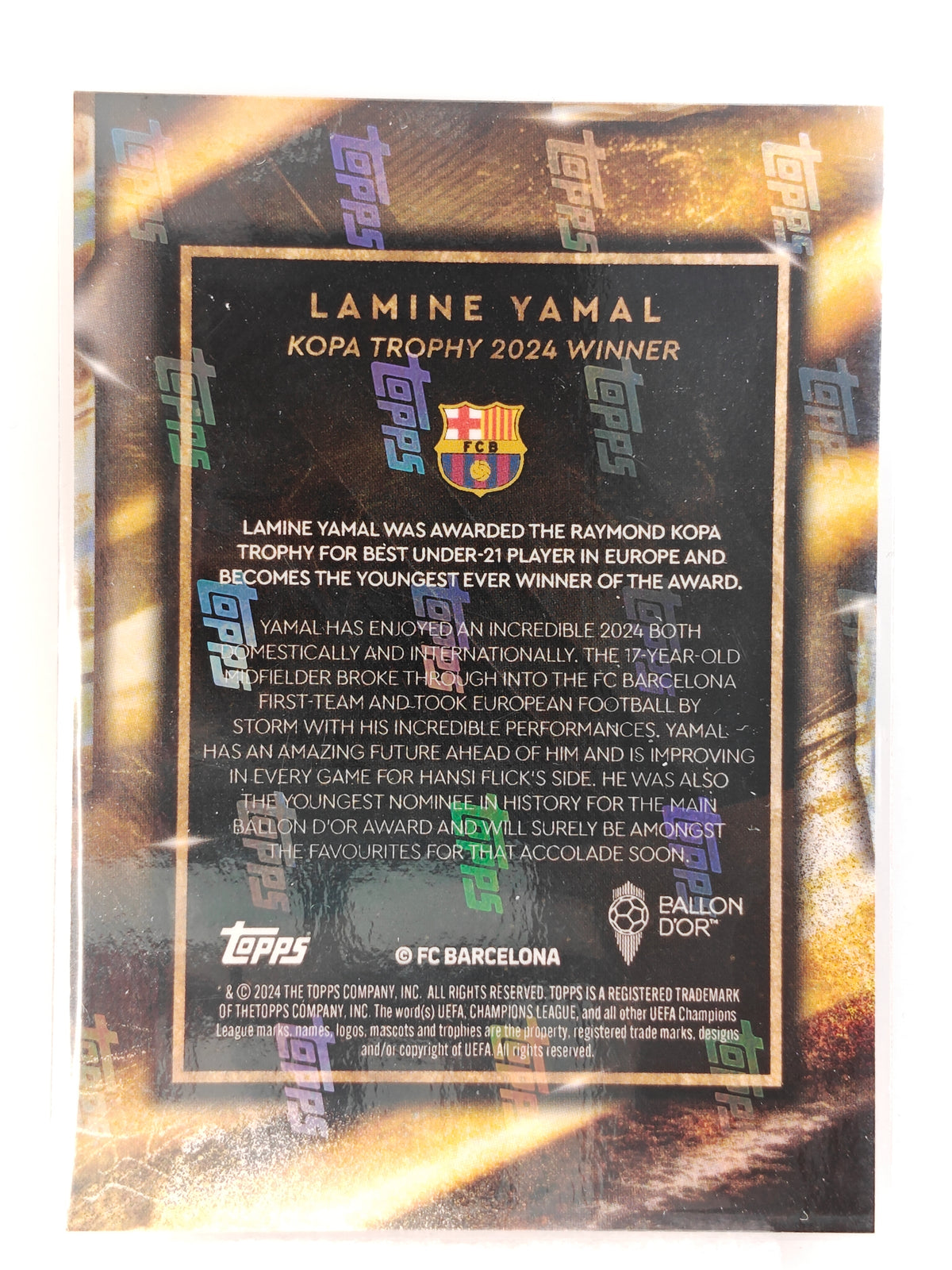 Lamine Yamal RC Kopa Trophy - Topps Now