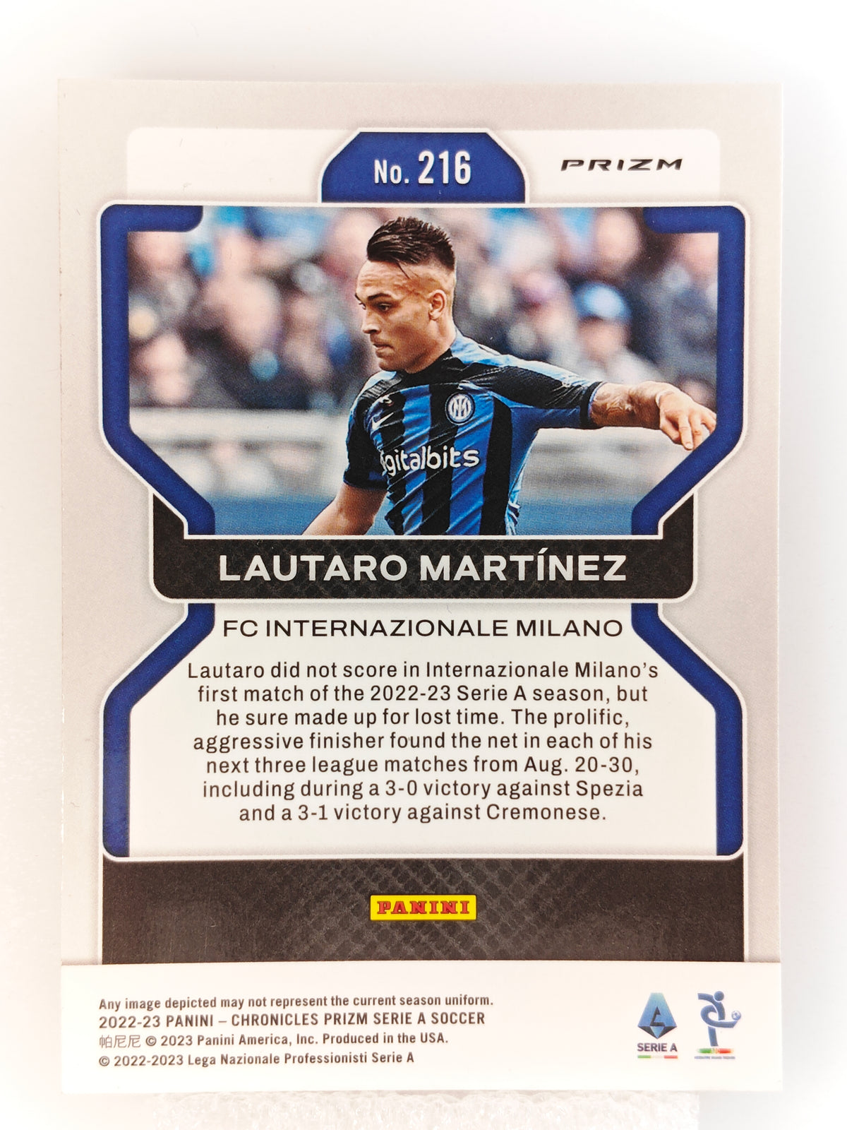 Lautaro Martinez purple mojo - Panini Chronicles 22/23