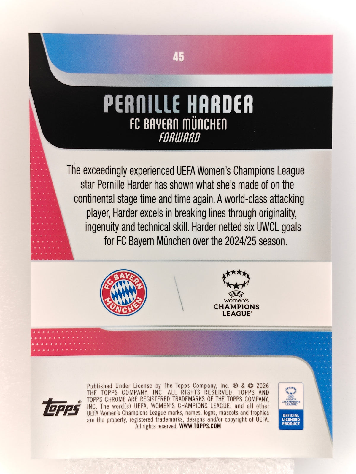 Pernille Harder /75 - Topps Chrome 25/26