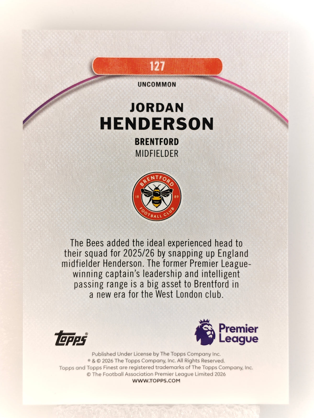 Jordan Henderson /40 - Topps Finest 25/26 PL