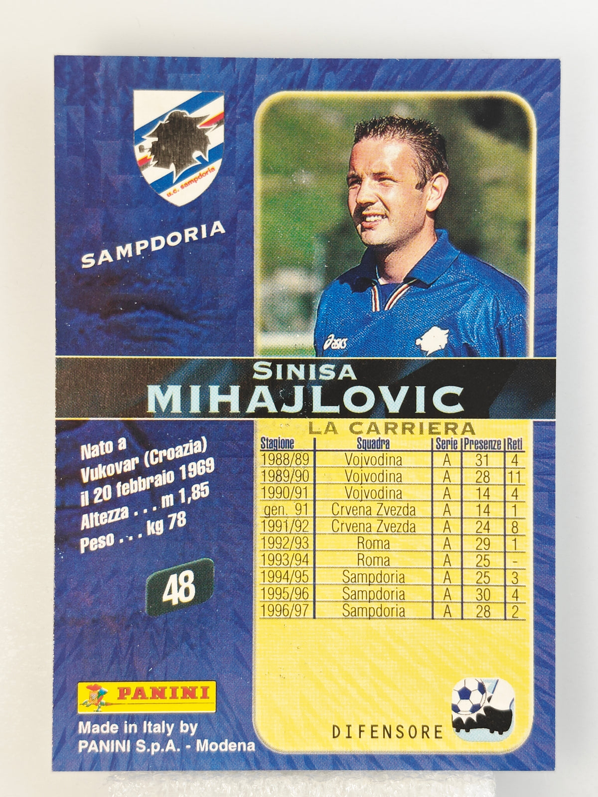 Sinisa Mihajlovic - Panini Calcio 98
