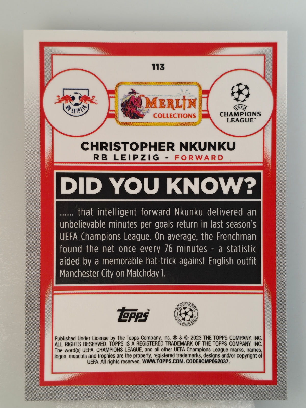 Christopher Nkunku /50 - Topps Merlin 22/23