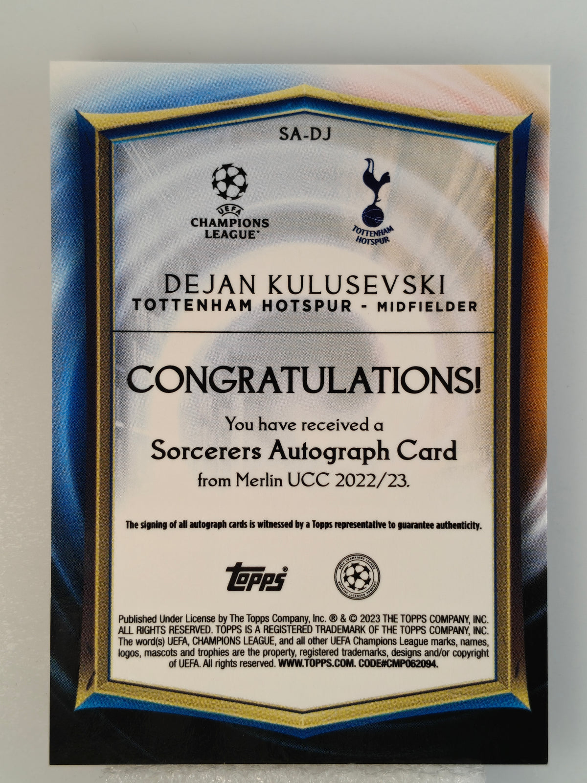 Dejan Kulusevski auto Sorcerers - Topps Merlin 22/23