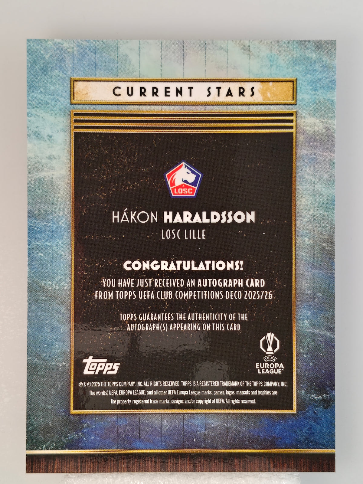 Hakon Haraldsson auto /99 - Topps Deco 25/26