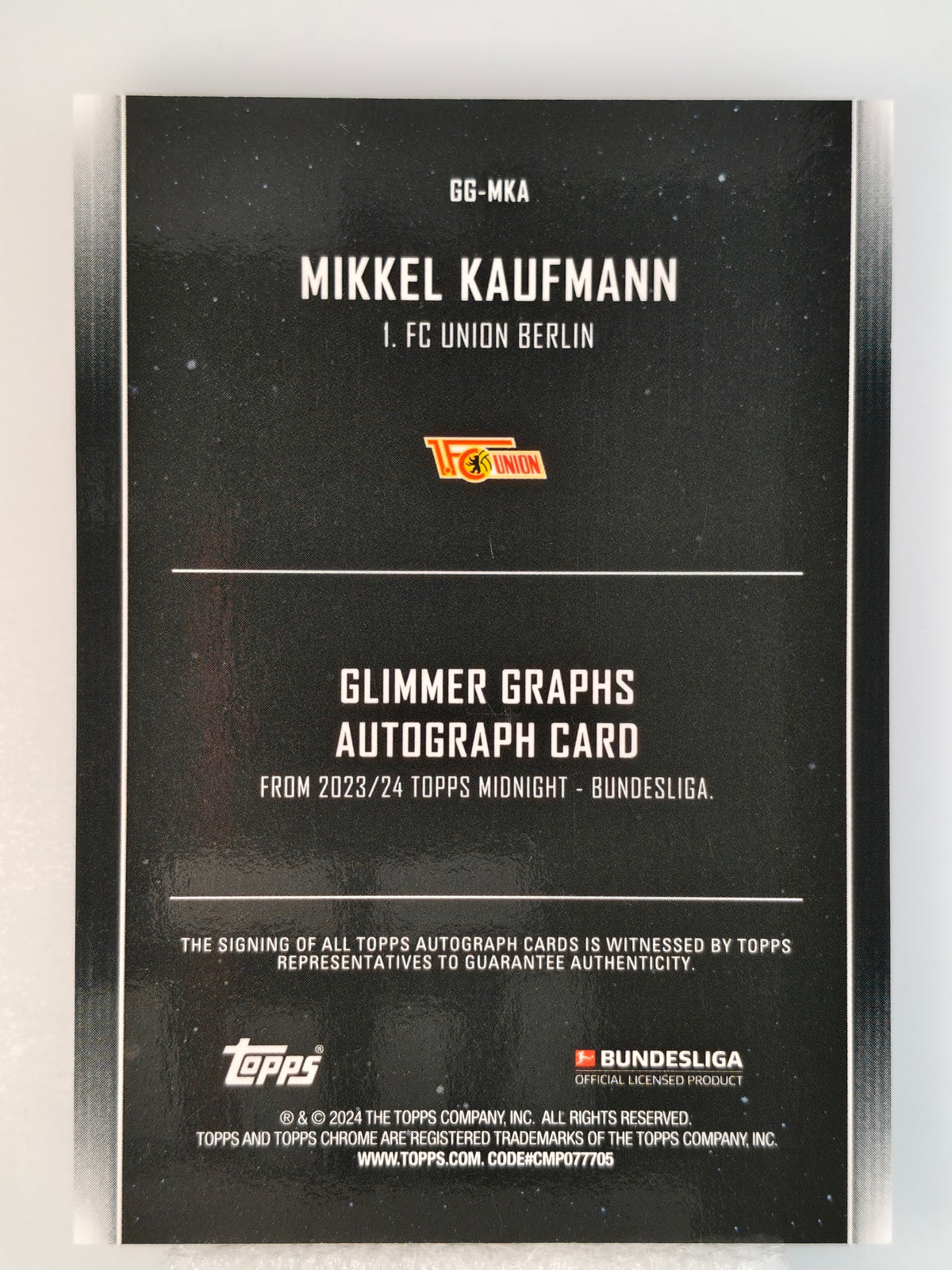 Mikkel Kaufmann auto RC - Topps Midnight 23/24